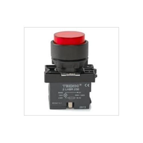 Teknic Red Illuminated Momentary Actuator W/O Bulb, P2ALRP4